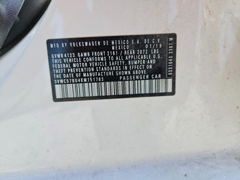 66602496 :رقم المزاد ، 3VWC57BU4KM151783 vin ، 2019 Volkswagen Jetta مزاد بيع