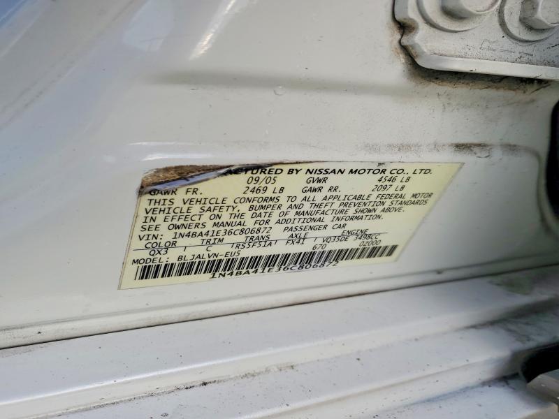 63463766 :رقم المزاد ، 1N4BA41E36C806872 vin ، 2006 Nissan Maxima مزاد بيع