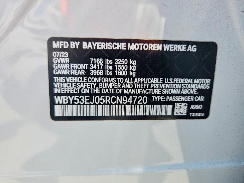 Aukcja sprzedaży 2024 Bmw I7, vin: WBY53EJ05RCN94720, numer aukcji: 64662946