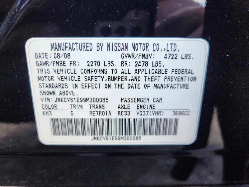 Aukcja sprzedaży 2009 Infiniti G37 Sedan, vin: JNKCV61E99M300085, numer aukcji: 66549726