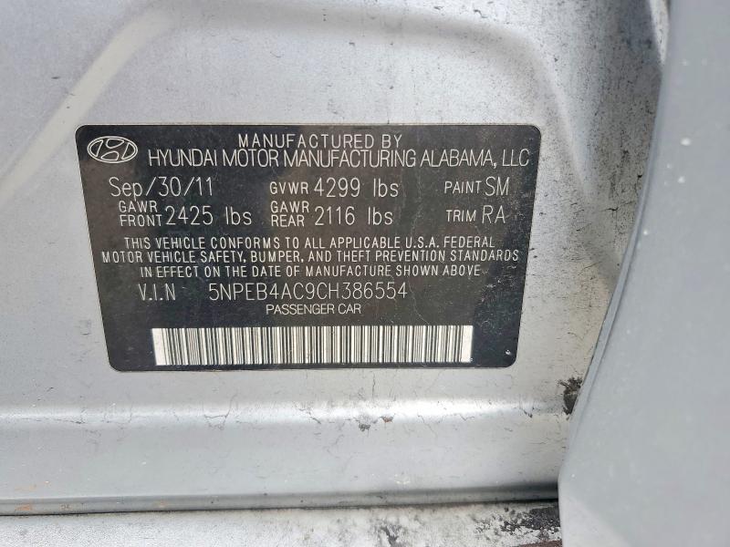 Продаж на аукціоні авто 2012 Hyundai Sonata, vin: 5NPEB4AC9CH386554, номер лоту: 63579156