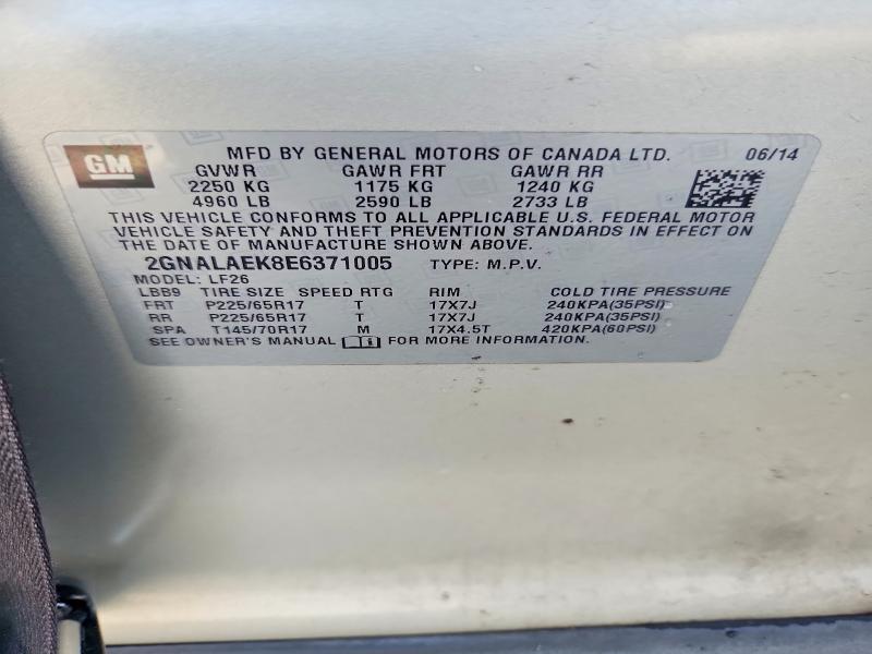 Aukcja sprzedaży 2014 Chevrolet Equinox, vin: 2GNALAEK8E6371005, numer aukcji: 64053906