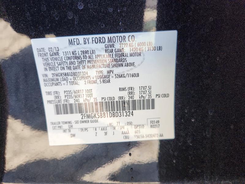 Aukcja sprzedaży 2013 Ford Flex, vin: 2FMGK5B81DBD31324, numer aukcji: 63749576