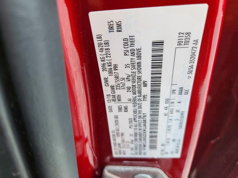 2019 Ford Escape მანქანა იყიდება აუქციონზე, vin: 1FMCU0GDXKUA68761, აუქციონის ნომერი: 65007896