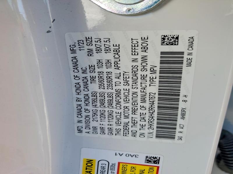 Aukcja sprzedaży 2024 Honda Cr-v, vin: 2HKRS4H42RH447672, numer aukcji: 63879206