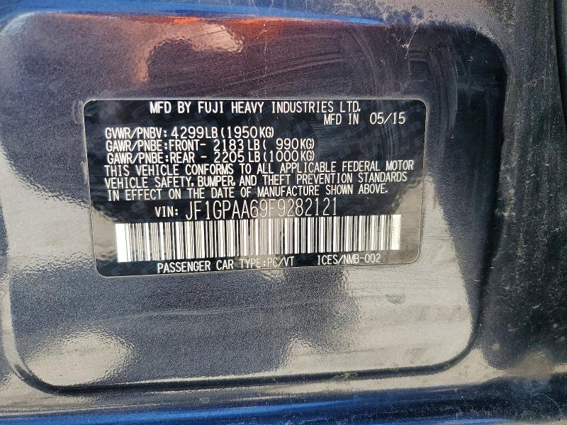 Aukcja sprzedaży 2015 Subaru Impreza, vin: JF1GPAA69F9282121, numer aukcji: 65913836