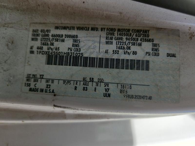 2001 Ford Econoline E450 Super მანქანა იყიდება აუქციონზე, vin: 1FDXE45S01HB31025, აუქციონის ნომერი: 65194726