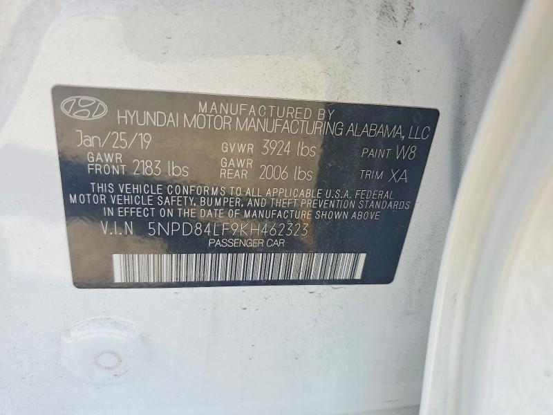 Продаж на аукціоні авто 2019 Hyundai Elantra, vin: 5NPD84LF9KH462323, номер лоту: 63625386
