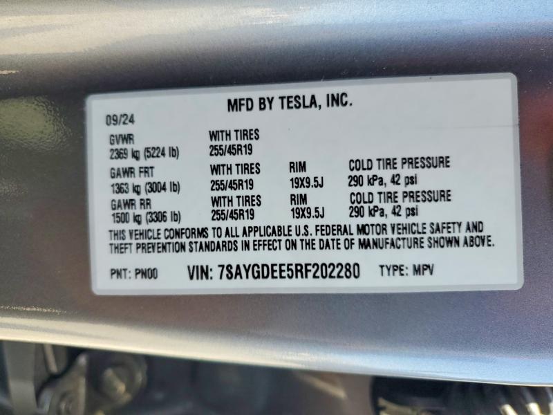 Aukcja sprzedaży 2024 Tesla Model Y, vin: 7SAYGDEE5RF202280, numer aukcji: 63897096