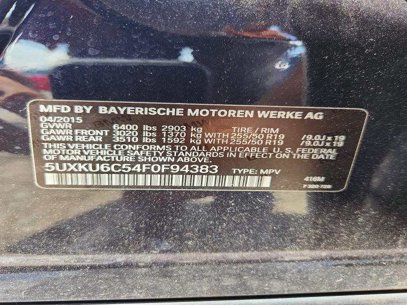 66713656 :رقم المزاد ، 5UXKU6C54F0F94383 vin ، 2015 Bmw X6 مزاد بيع