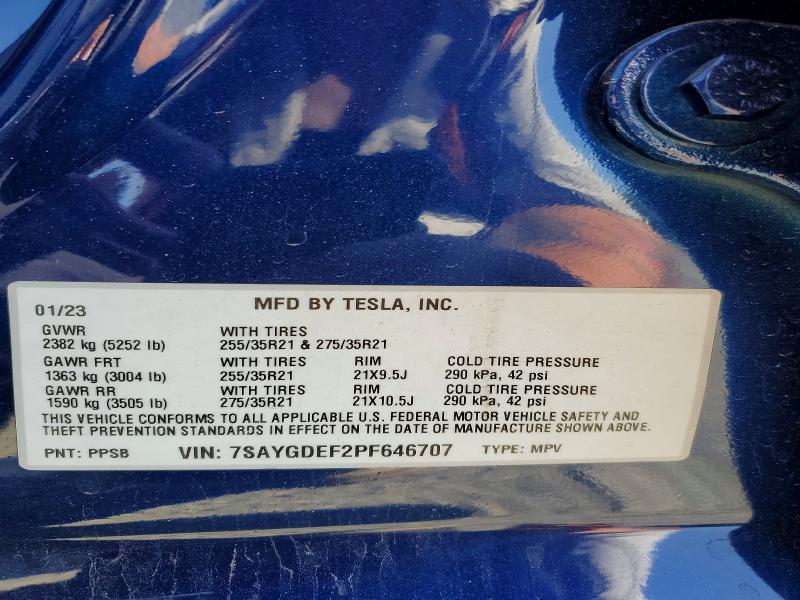 Продаж на аукціоні авто 2023 Tesla Model Y, vin: 7SAYGDEF2PF646707, номер лоту: 67553276