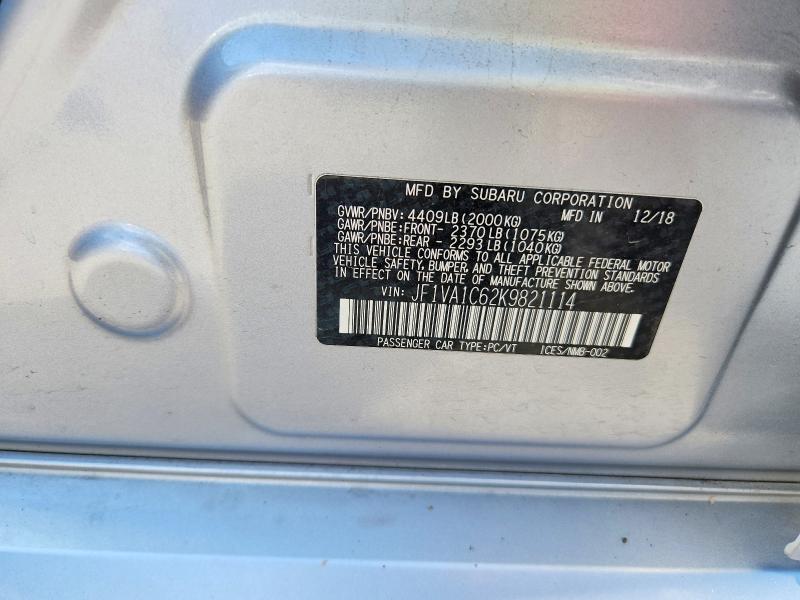 Продажа на аукционе авто 2019 Subaru Wrx, vin: JF1VA1C62K9821114, номер лота: 66121716
