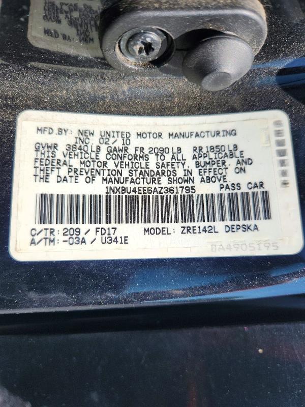2010 Toyota Corolla მანქანა იყიდება აუქციონზე, vin: 1NXBU4EE6AZ361795, აუქციონის ნომერი: 63954786
