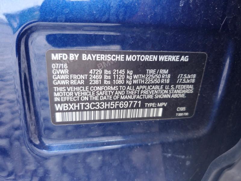 2017 Bmw X1 მანქანა იყიდება აუქციონზე, vin: WBXHT3C33H5F69771, აუქციონის ნომერი: 63989266