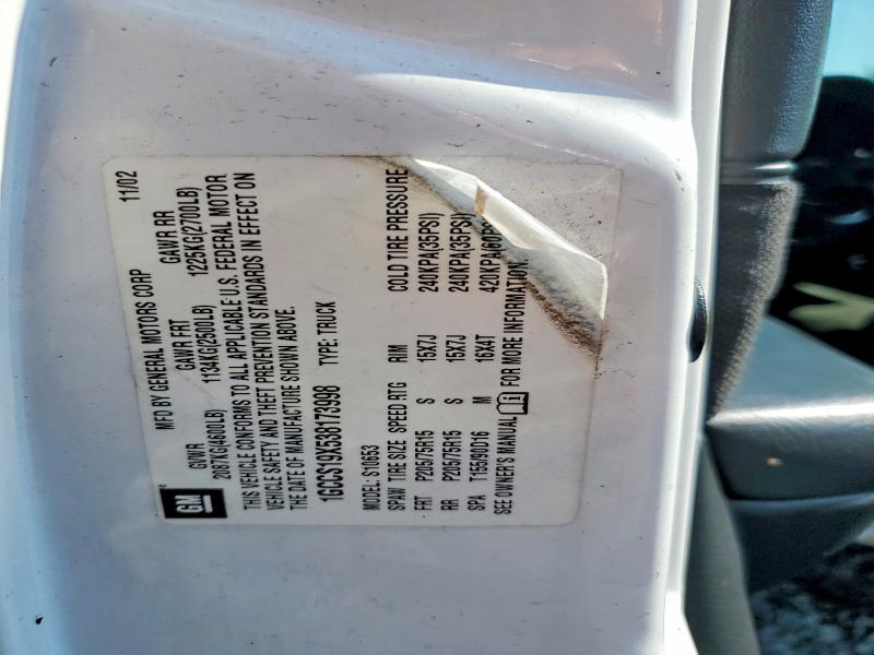 Продажа на аукционе авто 2003 Chevrolet S Truck, vin: 1GCCS19X538173998, номер лота: 65189876