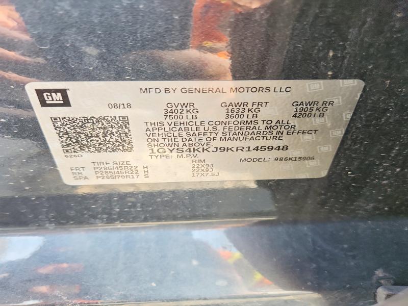 64764456 :رقم المزاد ، 1GYS4KKJ9KR145948 vin ، 2019 Cadillac Escalade مزاد بيع