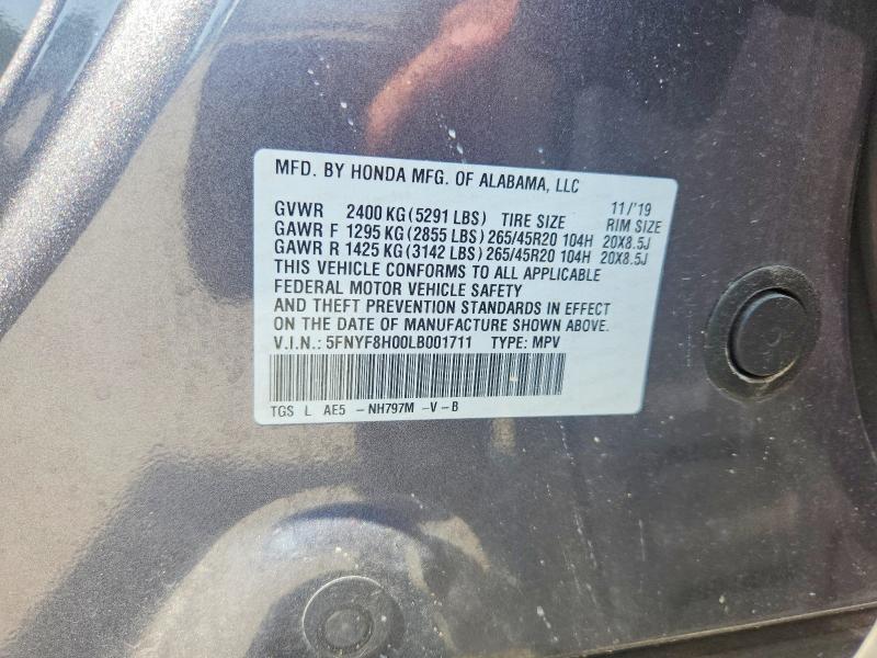 2020 Honda Passport მანქანა იყიდება აუქციონზე, vin: 5FNYF8H00LB001711, აუქციონის ნომერი: 66350136
