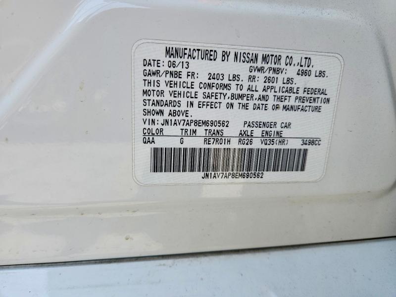 64321066 :رقم المزاد ، JN1AV7AP8EM690562 vin ، 2014 Infiniti Q50 Hybrid مزاد بيع