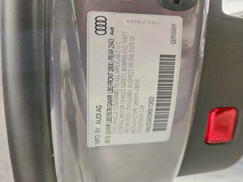 2019 Audi A7 მანქანა იყიდება აუქციონზე, vin: WAUS2AF25KN112622, აუქციონის ნომერი: 64646856