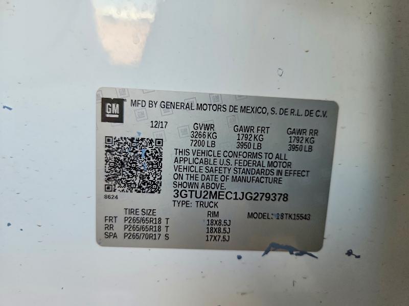 Aukcja sprzedaży 2018 Gmc Sierra, vin: 3GTU2MEC1JG279378, numer aukcji: 63564776
