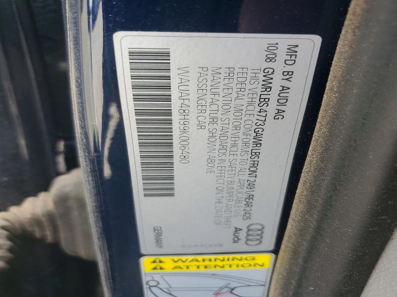 66452396 :رقم المزاد ، WAUAF48H99K006480 vin ، 2009 Audi A4 مزاد بيع