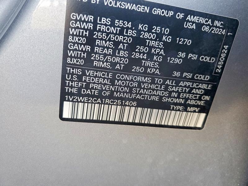 Aukcja sprzedaży 2024 Volkswagen Atlas Cross Sport, vin: 1V2WE2CA1RC251406, numer aukcji: 67111296