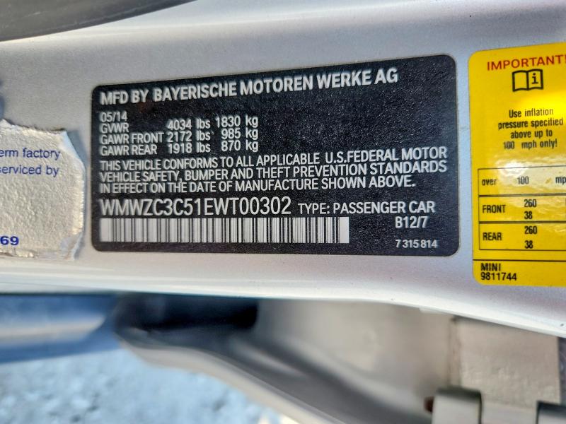 Aukcja sprzedaży 2014 Mini Cooper, vin: WMWZC3C51EWT00302, numer aukcji: 64781576
