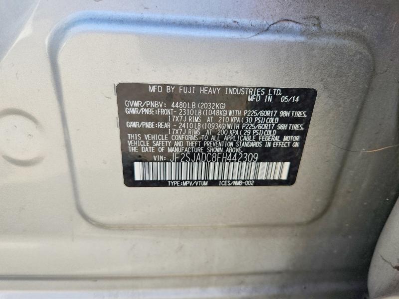 Aukcja sprzedaży 2015 Subaru Forester, vin: JF2SJADC8FH442309, numer aukcji: 65671686