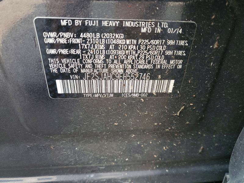 Продаж на аукціоні авто 2014 Subaru Forester, vin: JF2SJAHC9EH552746, номер лоту: 64134816