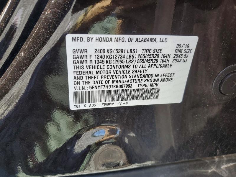 Продаж на аукціоні авто 2019 Honda Passport, vin: 5FNYF7H91KB007993, номер лоту: 63488096