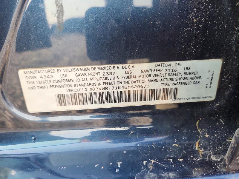 2005 Volkswagen New Jetta მანქანა იყიდება აუქციონზე, vin: 3VWRF71K45M620673, აუქციონის ნომერი: 64262816