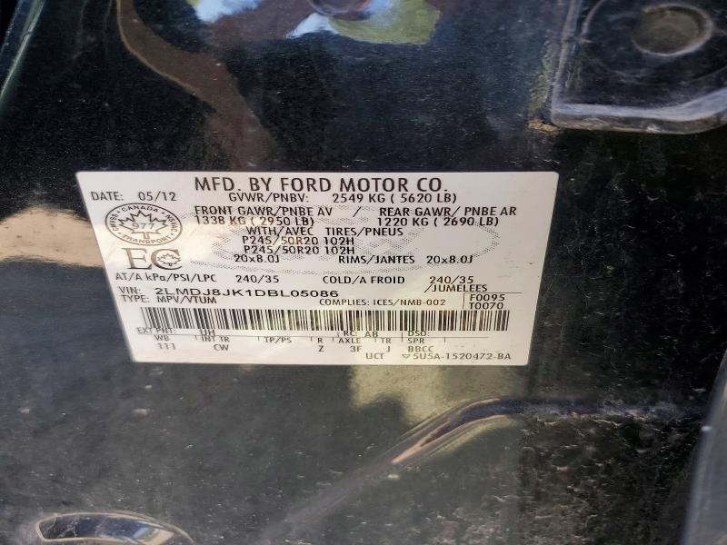 Aukcja sprzedaży 2013 Lincoln Mkx, vin: 2LMDJ8JK1DBL05086, numer aukcji: 65499156