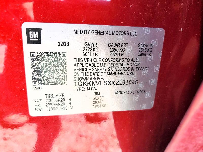 Aukcja sprzedaży 2019 Gmc Acadia, vin: 1GKKNVLSXKZ191045, numer aukcji: 63420876