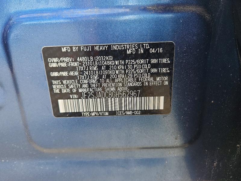 Продажа на аукционе авто 2016 Subaru Forester, vin: JF2SJADC8GH562967, номер лота: 66594646