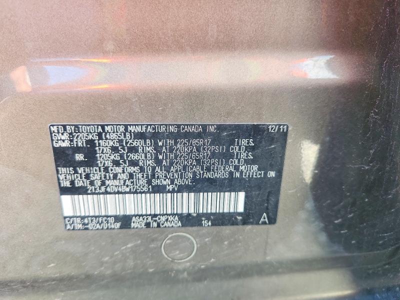 Aukcja sprzedaży 2011 Toyota Rav4, vin: 2T3JF4DV4BW175561, numer aukcji: 63817146