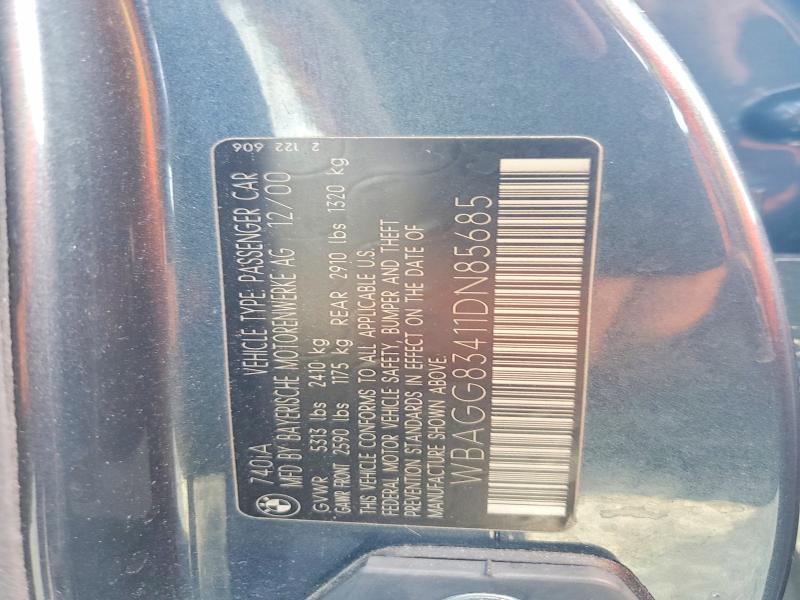 66222356 :رقم المزاد ، WBAGG83411DN85685 vin ، 2001 Bmw 740 مزاد بيع