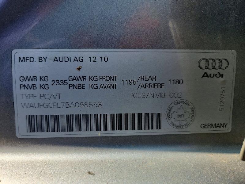2011 Audi S4 მანქანა იყიდება აუქციონზე, vin: WAUFGCFL7BA098558, აუქციონის ნომერი: 64596446