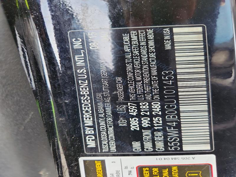 63878246 :رقم المزاد ، 55SWF4JB0GU101453 vin ، 2016 Mercedes-benz C مزاد بيع