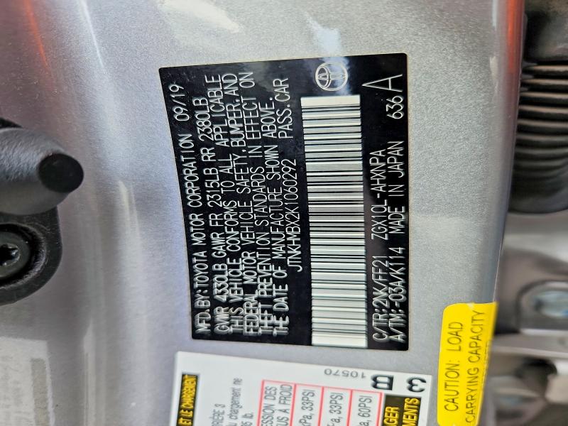 63536086 :رقم المزاد ، JTNKHMBX2K1060292 vin ، 2019 Toyota C-hr مزاد بيع
