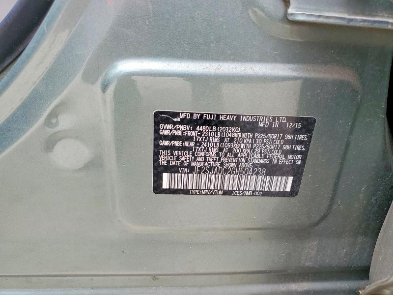 65525646 :رقم المزاد ، JF2SJADC2GH504238 vin ، 2016 Subaru Forester مزاد بيع