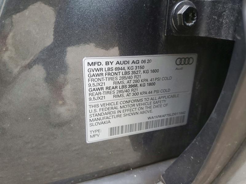 Aukcja sprzedaży 2020 Audi Sq7, vin: WA1VWAF75LD011842, numer aukcji: 63829066