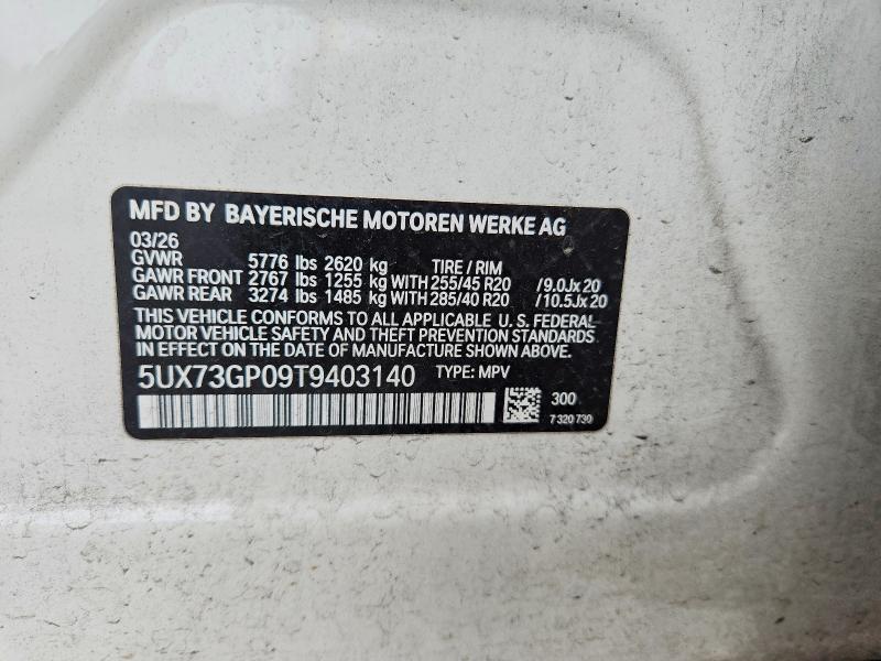 Aukcja sprzedaży 2026 Bmw X3, vin: 5UX73GP09T9403140, numer aukcji: 66591306