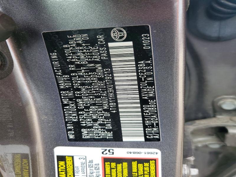 Aukcja sprzedaży 2019 Toyota Camry, vin: 4T1B11HK9KU179213, numer aukcji: 66987036