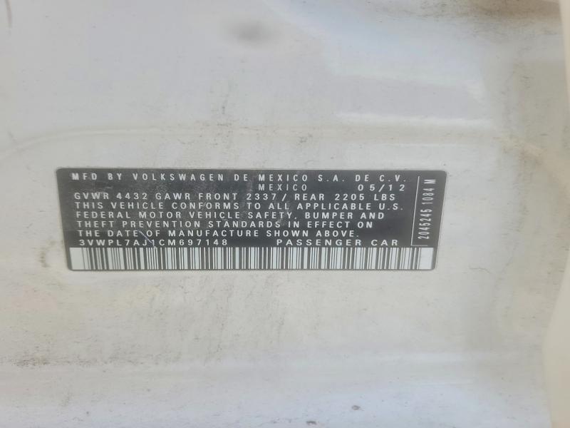 Aukcja sprzedaży 2012 Volkswagen Jetta, vin: 3VWPL7AJ1CM697148, numer aukcji: 64032286