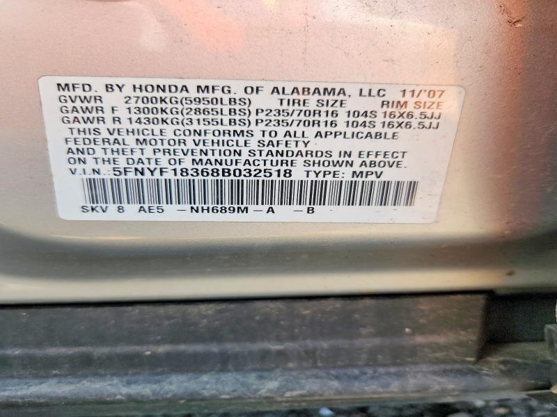 Aukcja sprzedaży 2008 Honda Pilot, vin: 5FNYF18368B032518, numer aukcji: 63814356