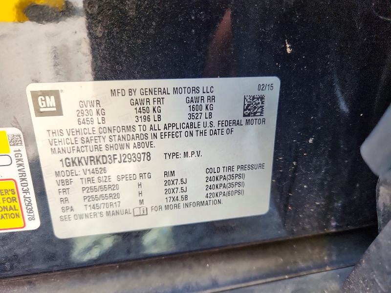 2015 Gmc Acadia მანქანა იყიდება აუქციონზე, vin: 1GKKVRKD3FJ293978, აუქციონის ნომერი: 64256586