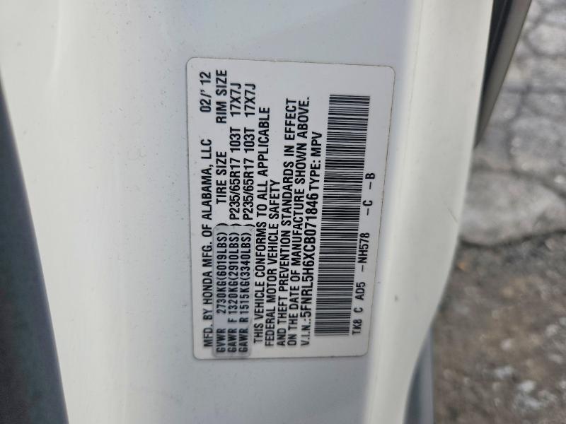 Aukcja sprzedaży 2012 Honda Odyssey, vin: 5FNRL5H6XCB071846, numer aukcji: 62447466