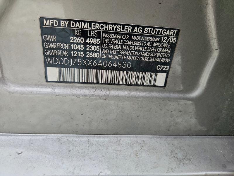 Aukcja sprzedaży 2006 Mercedes-benz Cls, vin: WDDDJ75XX6A064830, numer aukcji: 64683786