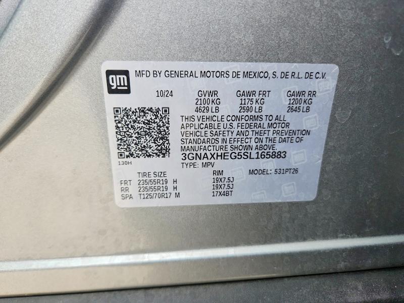 Aukcja sprzedaży 2025 Chevrolet Equinox, vin: 3GNAXHEG5SL165883, numer aukcji: 65088326