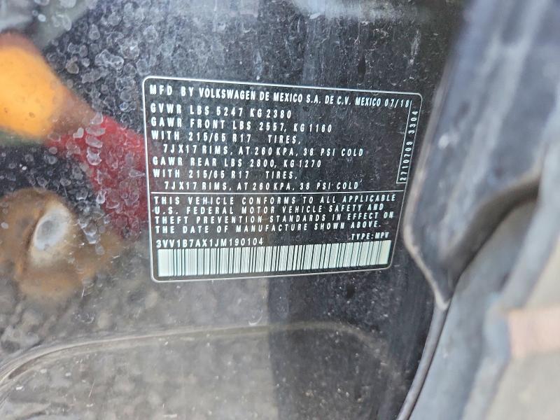 Продаж на аукціоні авто 2018 Volkswagen Tiguan, vin: 3VV1B7AX1JM190104, номер лоту: 64667726